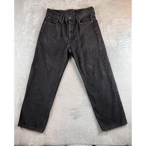 Levis 550 Jeans Mens 34x29 (fits 32x28) Black Straight Dark Wash Denim